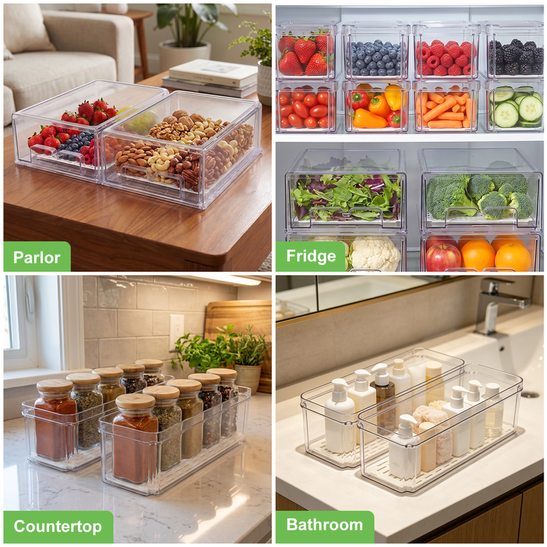 TAIMASI 6-Pack Pull-Out Fridge Drawer Organizer Bins photo 7
