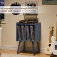 thumbnail image 5 of LEYAOYAO Record Player Table with Vinyl Storage, 4 Cabinet Up to 100 Albums, Turntable Stand with Wood Legs for Living Room, Blue, 5 of 7
