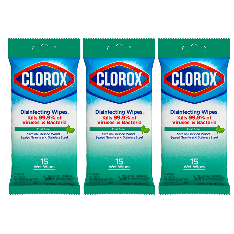 Clorox Disinfecting Wipes 225-Count, Bleach Free Cleaning Wipes (Pack of 3)  & Clorox Disinfecting Wipes to Go, 25 Count, Fresh Scent Bundle