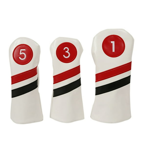 Huhudde 3pcs/set Head Covers for Driver & Fairway-Woods & Leather Headcovers Set with Long Neck