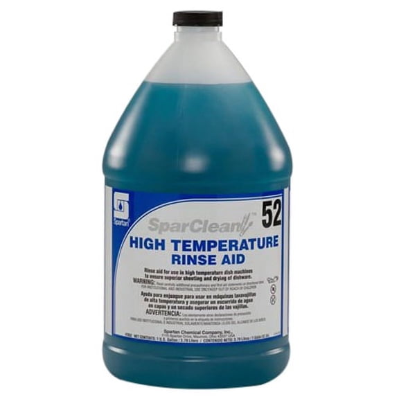 Spartan SparClean #52 High Temperature Rinse Aid Blue, 1 gal. Bottle, Mild, Liquid | 4/Case