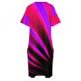 thumbnail image 4 of Vestido de graduación de rayos de luz de neón para mujer vestido de bolsillo suelto rosa morado Rojo, 4 of 6