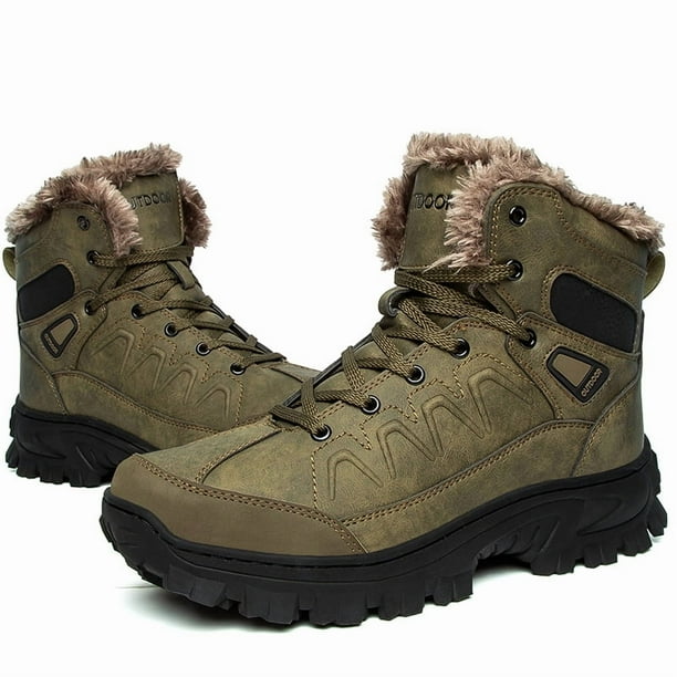 Botas de invierno para hombre, botas de nieve de piel súper cálidas para hombre, botas de senderismo de goma antideslizantes para exteriores, botines impermeables para hombre.