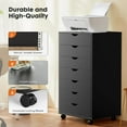 thumbnail image 6 of 7 Drawer Storage Organizer, 34.25'' Height File Cabinets Dressers With Wheels, Wood Cabinet For Home Office, Bedroom, Study, Black, 6 of 8