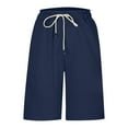 thumbnail image 3 of Fancifize Women Jogger Shorts Drawstring Waist Running Shorts Stretch Lightweight Summer Lounge Set S,Dark Blue, 3 of 8