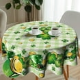 thumbnail image 2 of Nappe Ronde de la Saint-Patrick - Trèfle Shamrock Chapeau Pièce d'Or Résistante aux Plis Housse de Table Carreaux Buffalo Décorations de Ferme Printemps Saisonnière Housse de Table pour Fête à la Maison Repas 60 Pouces, 2 of 6