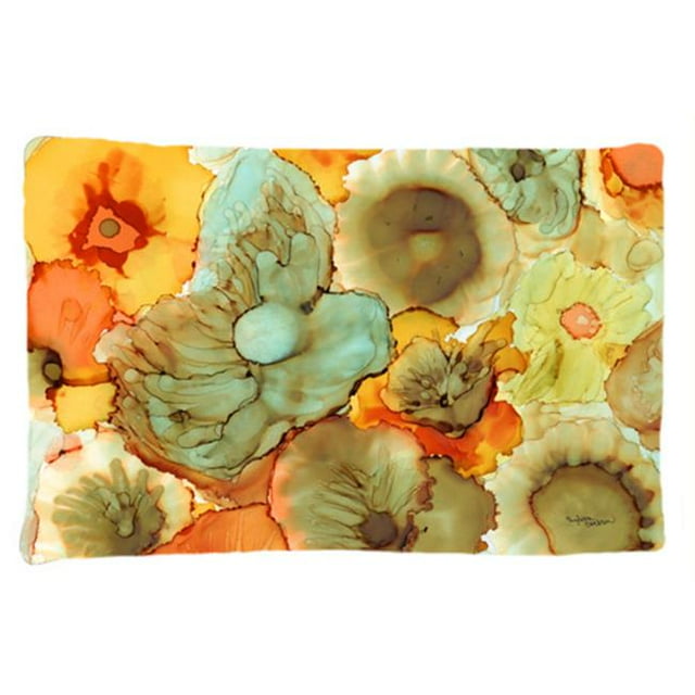 Abstract Flowers Teal & Orange Fabric Standard Pillowcase