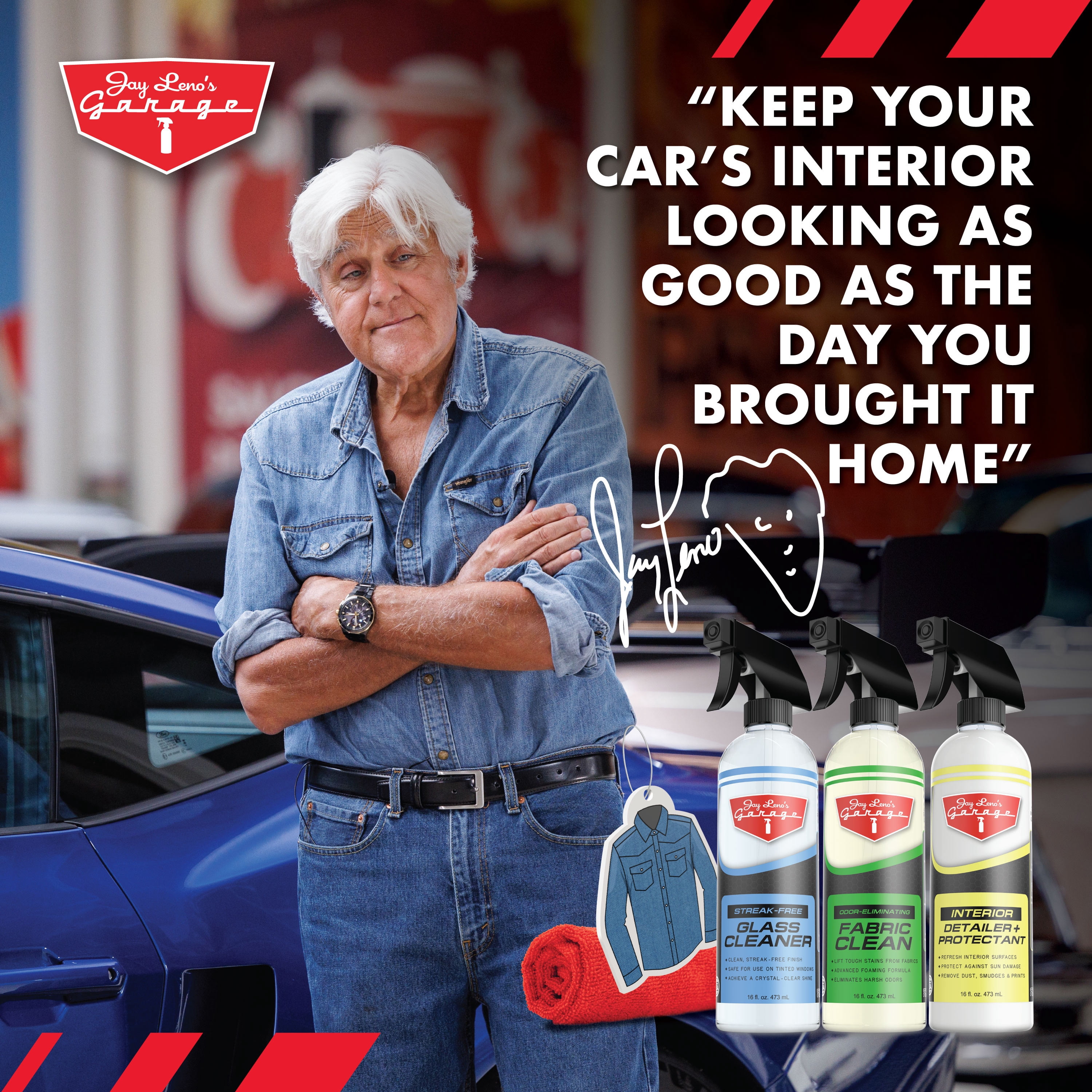 Jay Leno's Garage Complete Interior Care Kit for Dashboard, Seats & Glass, 5 Piece