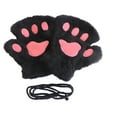 thumbnail image 2 of AINIYS Faux Fur Cat Paw-Themed Mittens Playful Warm Gloves for Winter Casual Use & Cute Stylish Accessory Black Free Size, 2 of 3