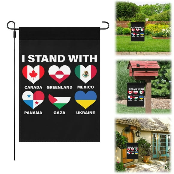 I Stand With Canada Mexico Panama Gazas Ukraines Yard Flag One Size Double Humorous Outdoor Flags Double For House Outdoor Flag,One I Support Multiple Countries Garden Flag Clearance