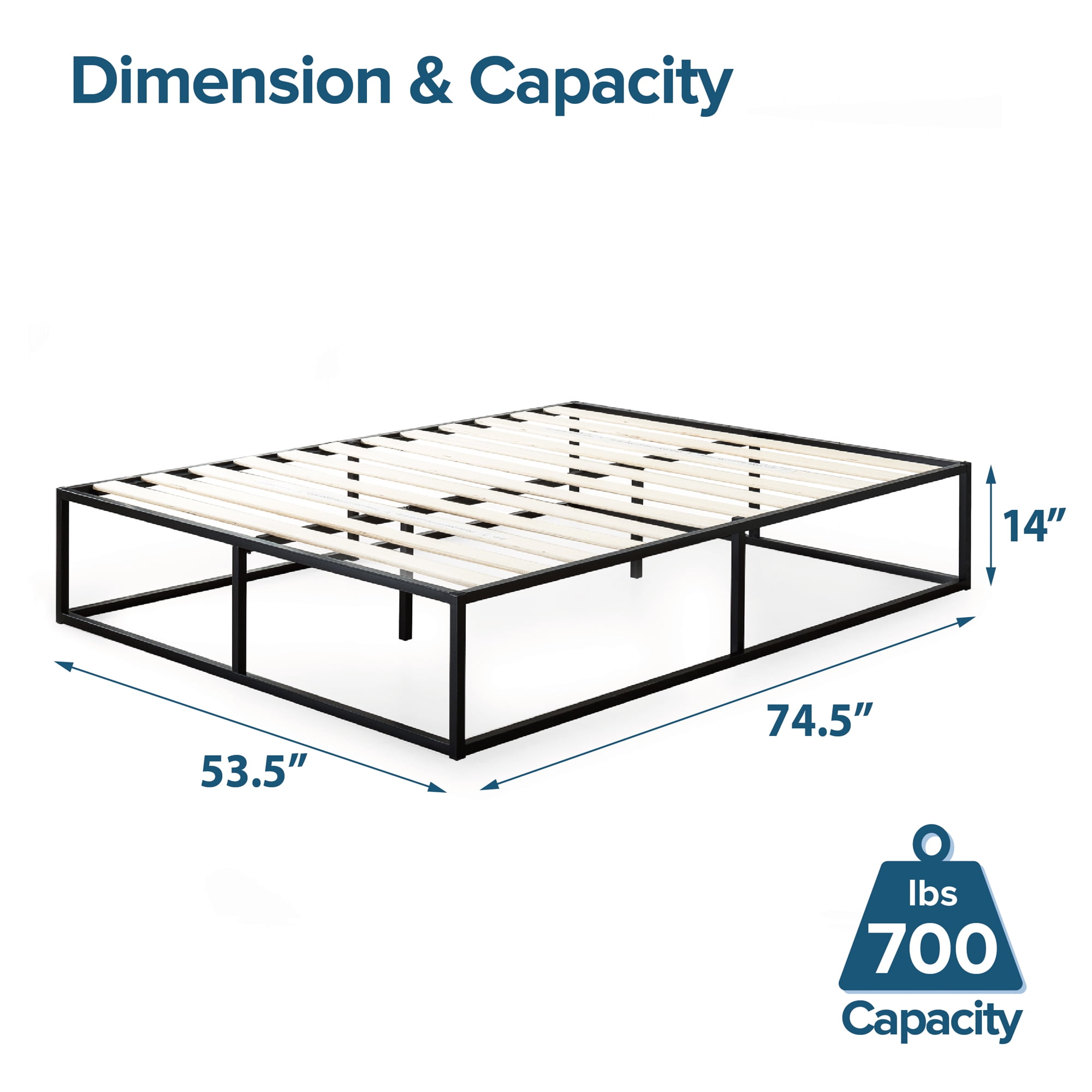 Zinus Joseph 14" Metal Platform Bed Frame, Full