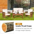 thumbnail image 5 of Costway 4PCS Patio Solid Wood Furniture Set Conversation Coffee Table W/White Cushion, 5 of 10