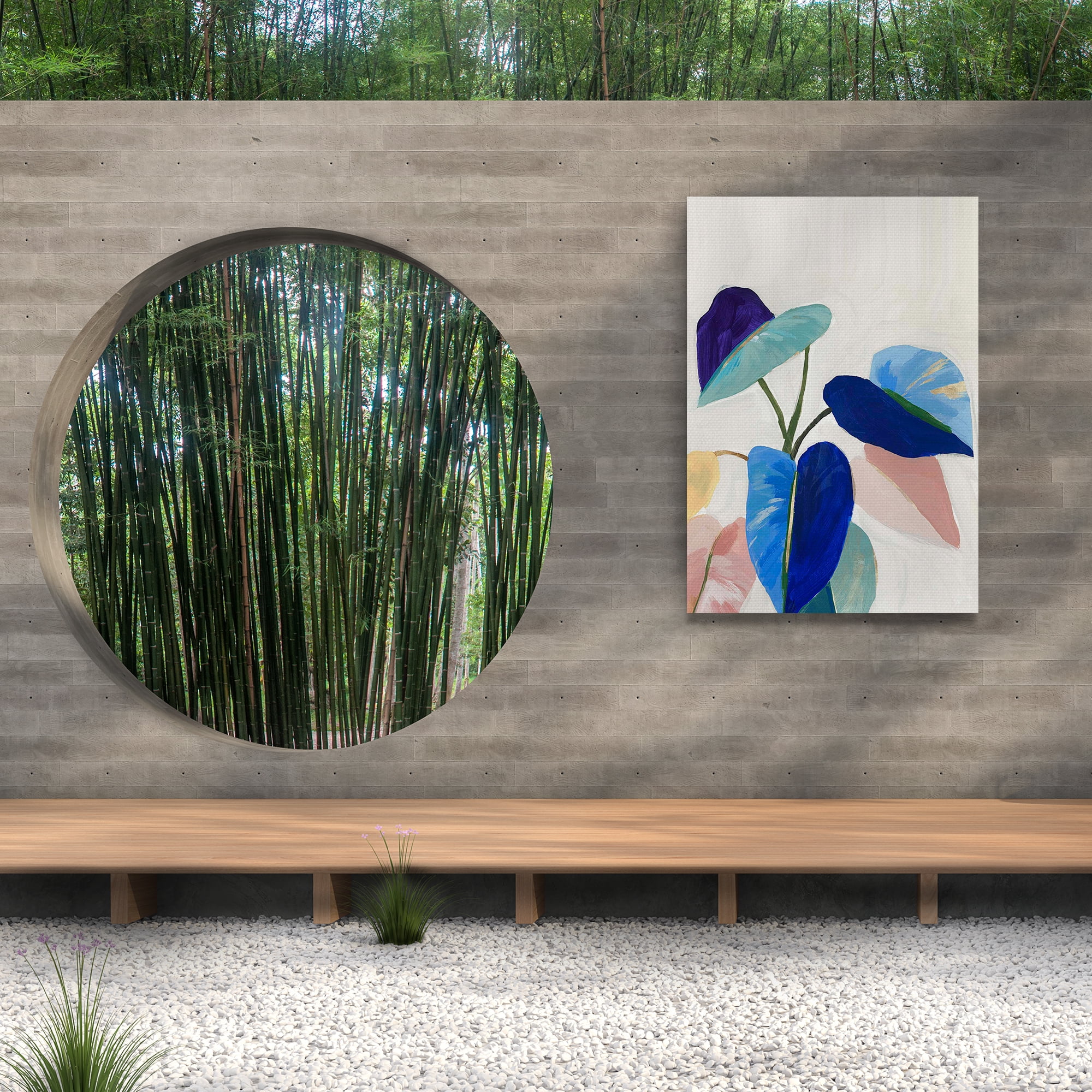 American Art Decor Abstract Tropical Plants Outdoor Canvas Art Decor Print | Large Decorative Wall Mount Painting | Waterproof - 28 x 40 inch