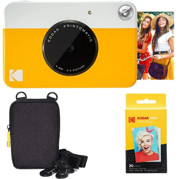 Kodak Printomatic Instant Camera (Yellow) Basic Bundle + Zink Paper (20