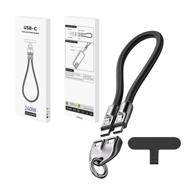 Cargador De 240 W De Tipo C A Tipo C Con Diseño De Pulsera Wearable Cargador Rápido Usb C De 5 A Para Teléfono Con Correa Cruzada Y Muñequera Cargador Rápido Portátil Y Moderno (30 Cm/11,8 Pulgad