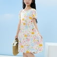 thumbnail image 2 of Agkizg Girls Short Sleeve Dresses Crewneck Flower Print Casual A Line Flower Girl Sundress Dresses, 2 of 3