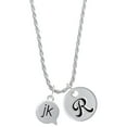 thumbnail image 1 of Delight Jewelry Silvertone Text Chat - jk - Just Kidding - Silvertone Script Initial Disc - R - Charm Necklace, 20"+3", 1 of 4