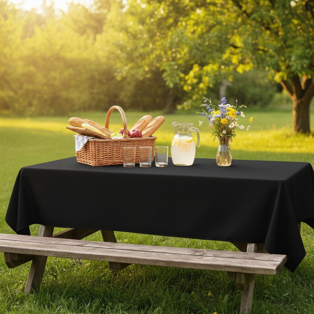 AK Trading Co. Polyester Square Tablecloth, 54 x 54 Inches, Black photo 4
