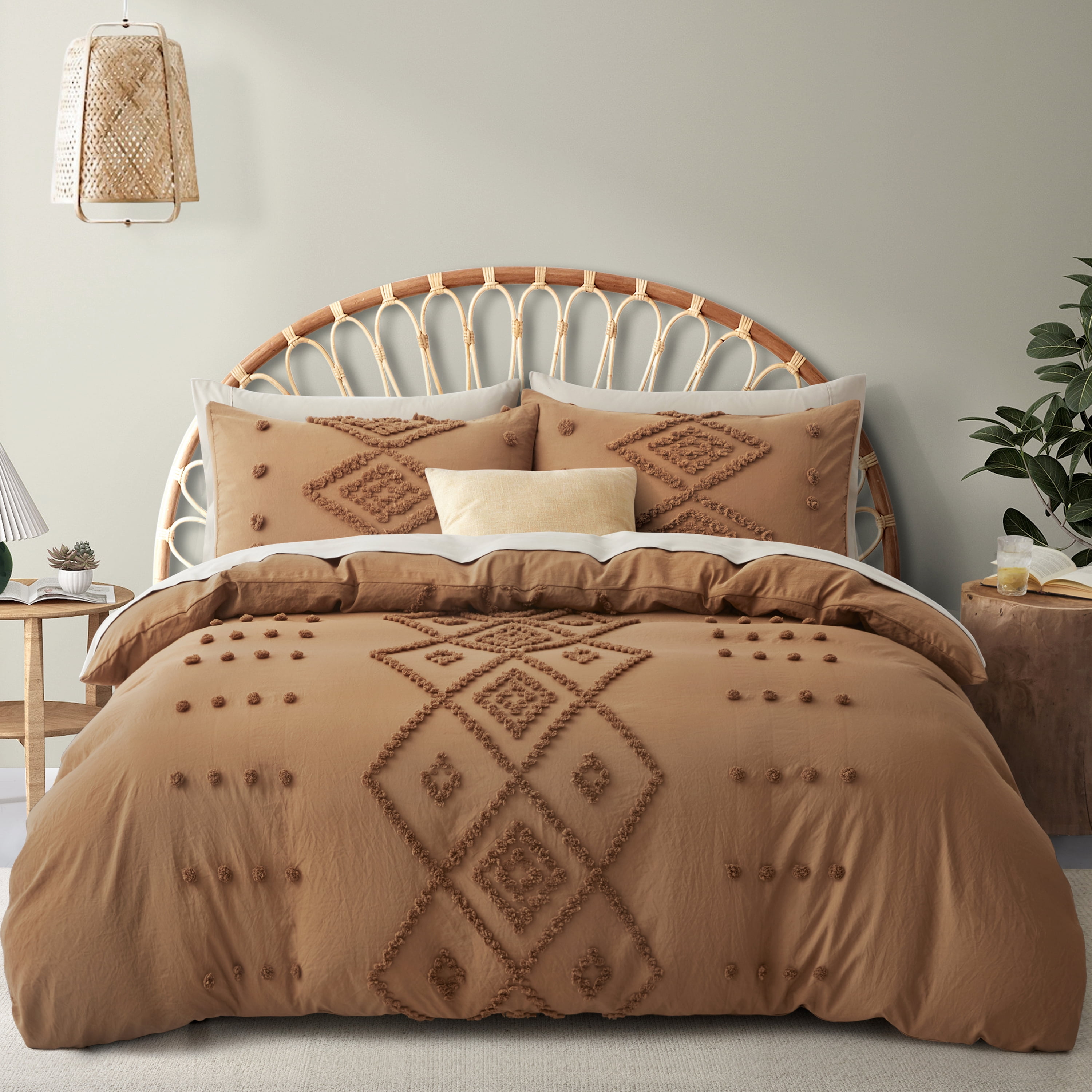 King Duvet Cover, Soft Bedding Set for All Seasons, Comforter Set, Boho Embroidery, Multi Colors & Sizes Available(Pumpkin, 3 Pcs, 104"x 90")