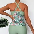 thumbnail image 2 of ZHUASHUM Womens Swimsuits Mint Green Beachwear Two Piece Ladies Tankini Swimsuits Tankini Tops With Shorts Swimwear Tankini Bathing Suit Attractive Vacations Wear XL, 2 of 7