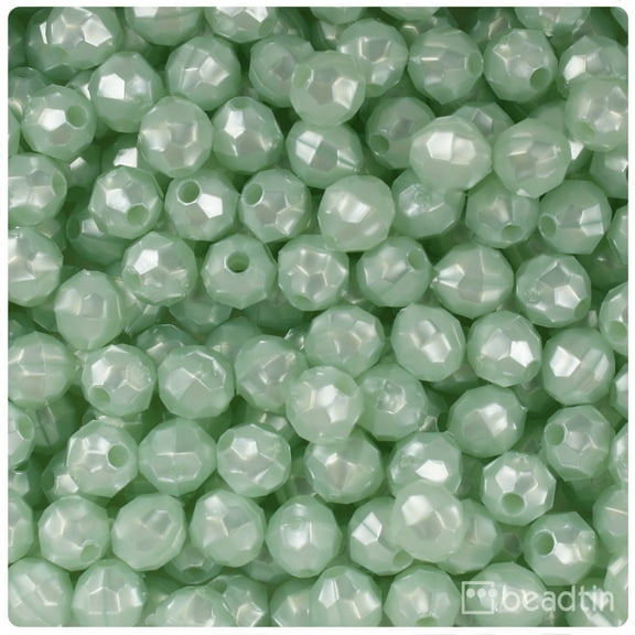 BeadTin Sea Foam Pearl 8mm Faceted Round Craft Beads (450pcs)