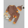 thumbnail image 4 of Turkey Outfits for Baby, Infant Boys Girls Long Sleeve Crewneck Romper + Elastic Long Pants + Hat 3 Pcs Outfit Sets, 4 of 8