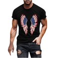thumbnail image 2 of Mens Shirts under $5.00 Independence Day Printing Short Sleeve Round Neck Shirts for Men Pullover Men's T-Shirt Shirts for Men Black XXXXL, 2 of 5
