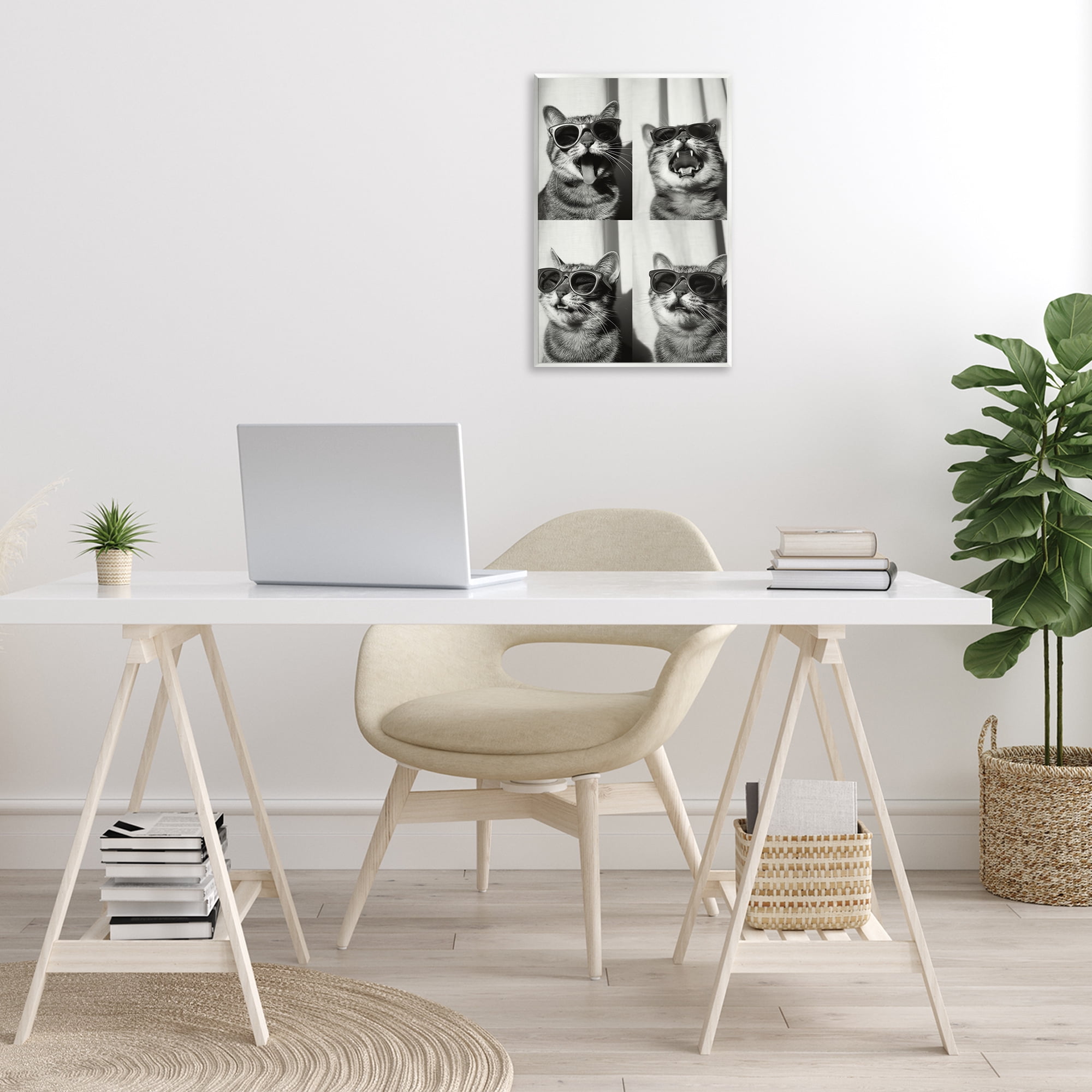 Stupell Industries Photobooth Style Cat Novelty Painting Unframed Art Print Wall Art, 13 x 19