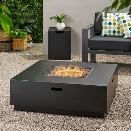 Outdoor Iron 40 Inch Square Fire Pit 50 000 Btu Dark Grey