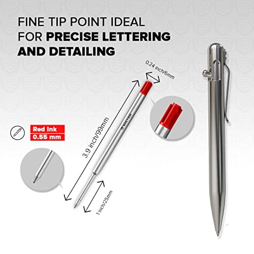 Middag eten diefstal Plasticiteit BASTION Pen Refill Ink | Replacement for All Bastion Bolt Action Pens |  Ballpoint Ink Refills Exclusive Deeply Pigmented Metal Cartridge (6) -  Walmart.com