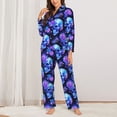 thumbnail image 2 of Xecao cool crystal Skull flower Print Women Pajamas Set Soft Sleepwear Pjs long Sleeve Button Down Nightwear with Long Pants, 2 of 6