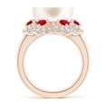 thumbnail image 2 of ANGARA Freshwater Cultured Pearl Floral Ring with Rubies in 14K Rose Gold for Women | June Birthstone, Birthday, Anniversary, Jewelry Gift for Women | Pearl Ring, 2 of 8