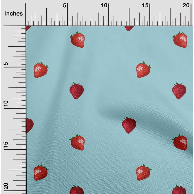oneOone Georgette Viscose Fabric Strawberry Fruit Print Fabric BTY 42 Inch Wide