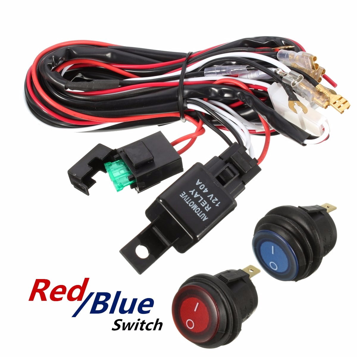 Wiring Harness Relay 40a 12v Led Light Bar Blue Switch Fit Off Road Atv Drivinglight Us Red Color Walmart Com