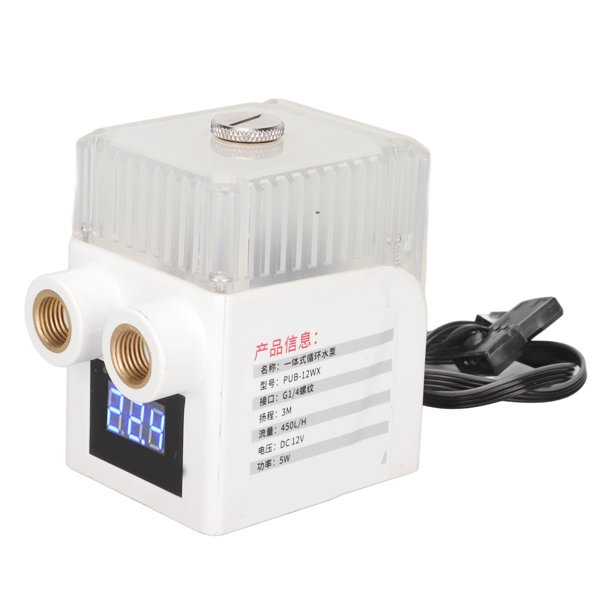 Bomba de Refrigerador de CompuTADORA DE TANQUE ULTRA SILENCIO G1/4 ROSCA 12V 4PIN 4PIN 450L/H PANTALLA DE TEMPERATA Bomba de Agua Transparente de CPU
