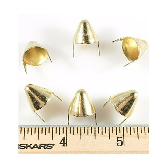 Nailheads Spots Studs 2 Prong Round Cone-Shaped 1/2"; Brass with Gold Finish; 100 Pcs