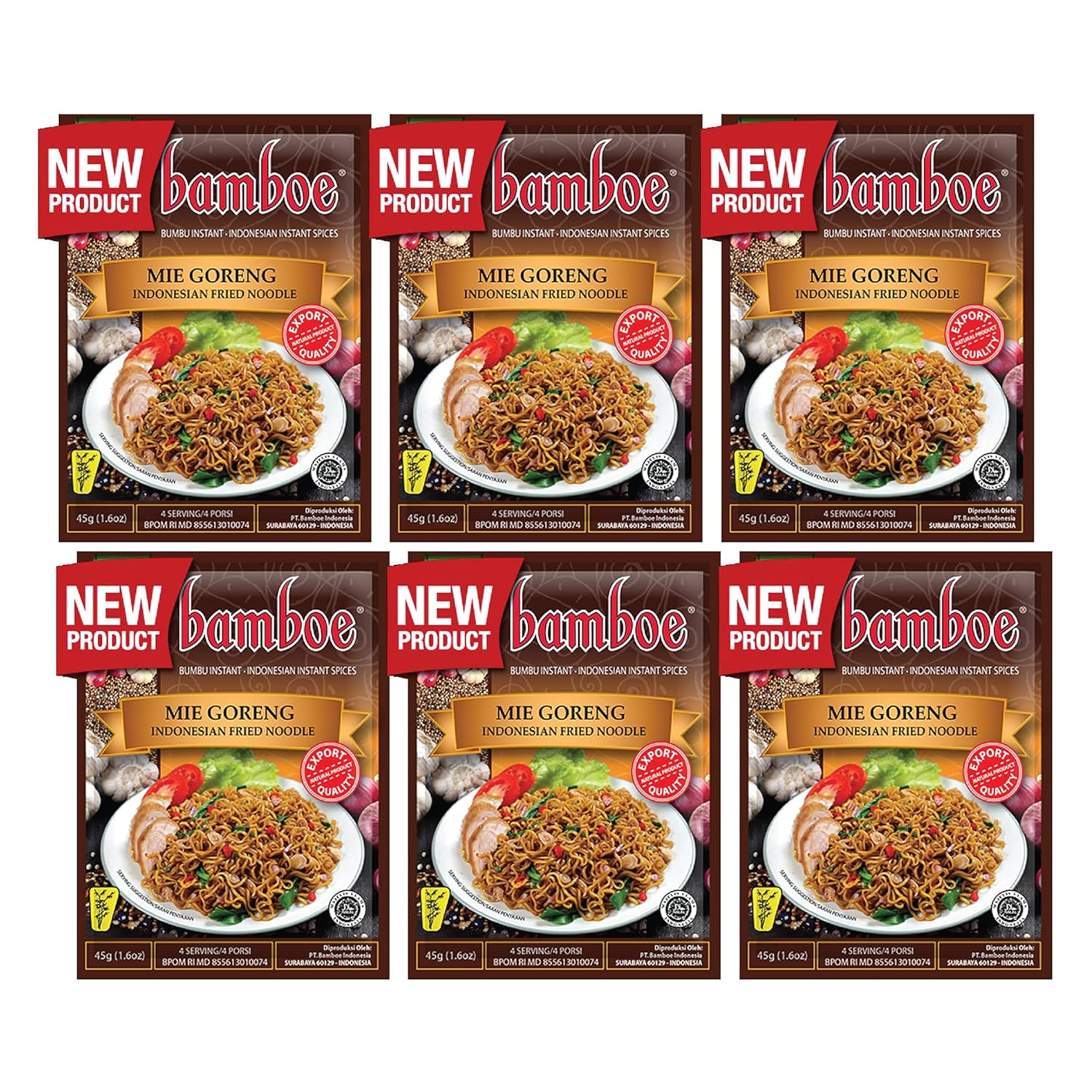 Bamboe - Mie Goreng/Indonesian Fried Noodle - 6 x 1.6 oz - Product of Indonesia by Bamboe