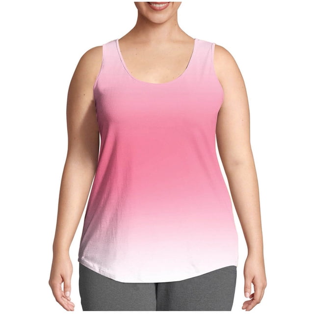 CHGBMOK Womens Tank Tops Mode Été Décontracté Imprimé Ample Grande Taille Col Rond Camisoles Tailles L-5TG