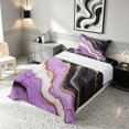 thumbnail image 3 of Manfei Aesthetic Marble Twin Sheets, Marbling Metallic Bedding, Purple, Black and Gold, Black Reversible 3pcs1 Flat Sheet + 1 Fitted Sheet + 1 Pillowcase, 3 of 6