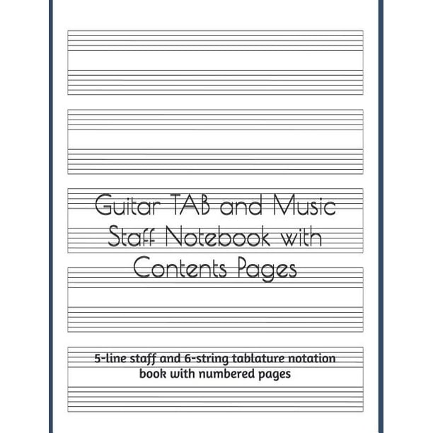 Guitar Tab and Music Staff Notebook With Contents Pages 5Line Staff