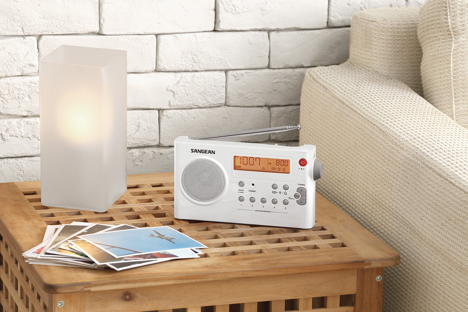 Sangean All in One Compact Portable Digital AM/FM Radio with Built-in Speaker, Earphone Jack, Alarm Clock Plus 6ft Aux Cable to Connect Any Ipod, Iphone or Mp3 Digital Audio Player