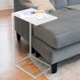 thumbnail image 3 of C Shaped End Table, Side Table for Sofa/Couch, Slide Under Couch Table with Metal Frame, Small TV Tray Table for Living Room/Bedroom, White, 3 of 9