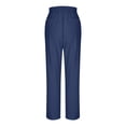 thumbnail image 4 of Fgvctg Palazzo Pants for Women 2026 Spring Summer Flowy Wide Leg Linen Pants Boho Elastic Waist Palazzo Drawstring Long Trousers Lightweight Beach Lounge Trouser Clothes with Pockets Dark Blue 2XL, 4 of 7