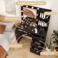 thumbnail image 2 of Makeup Vanity with 3 Color Lighted Mirror & Charging Station, Modern Vanity Desk with 4 Large Drawers & 2 Storage Shelves for Femal Gift, Black, 2 of 7