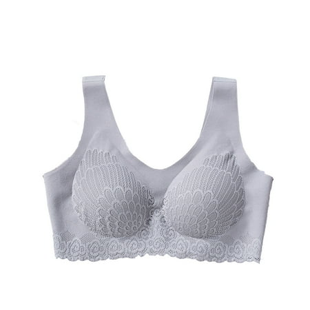 Flash Sale: WomenS Bras  Sujetadores de mujer  Women s Seamless Underwear Without Steel Ring Gathered And Side Breasts Sports Lace Sleeping Bra SOPATENOR Purple 2XL