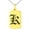 Gold, variant on Stainless Steel Letter K Initial Old English Monogram Engraved Small Rectangle Dog Tag Charm Pendant Necklace