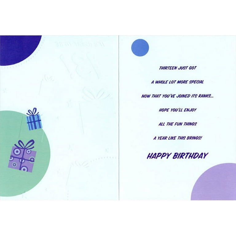 Designer Greetings Holographic Silver Foil Presents Age 13 / 13th Birthday Card - Walmart.com Designer Greetings Holographic Silver Foil Presents Age 13 / 13th Birthday Card - Walmart.com