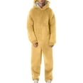 thumbnail image 2 of WMTBSRSW Fuzzy Fleece Onesie Family Pajamas Solid Hood Jumpsuit Flannel Comfy Matching Sleepwear Hooded One Piece Warm Loungewear Yellow Dad, 2 of 4