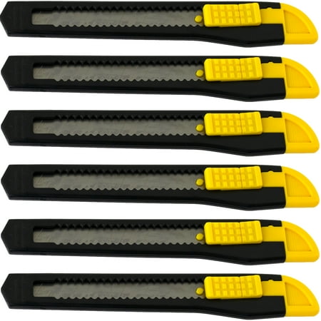 

6 Small Safety Box Cutter Utility Knife Retractable Snap off Blade BLACK