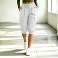 thumbnail image 2 of SwiftWear Women's Cargo Capri Pants with 4 Pockets Drawstring Elastic Waist Casual Cropped Joggers, 2 of 8